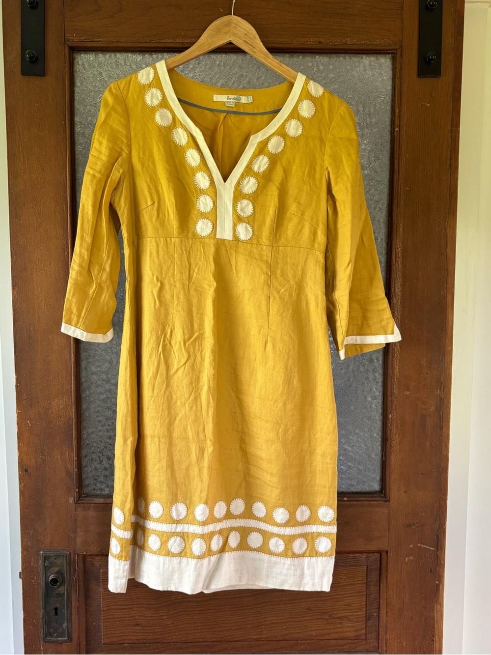 Boden Mustard Yellow Embroidered Midi Tunic/Dress